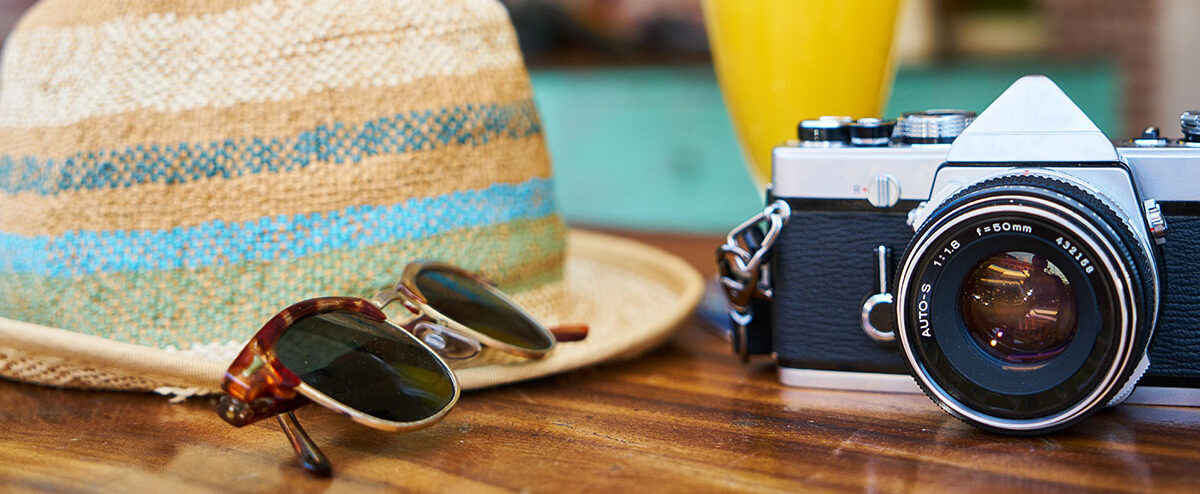 Sunhat and Sunglasses with Camera and Juice